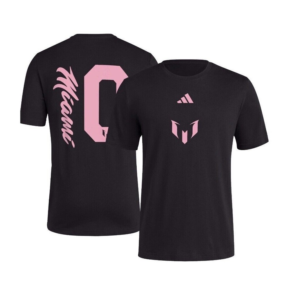 Adidas Adult Size Large Inter Miami CF Messi #10 Unveil Black T-Shirt